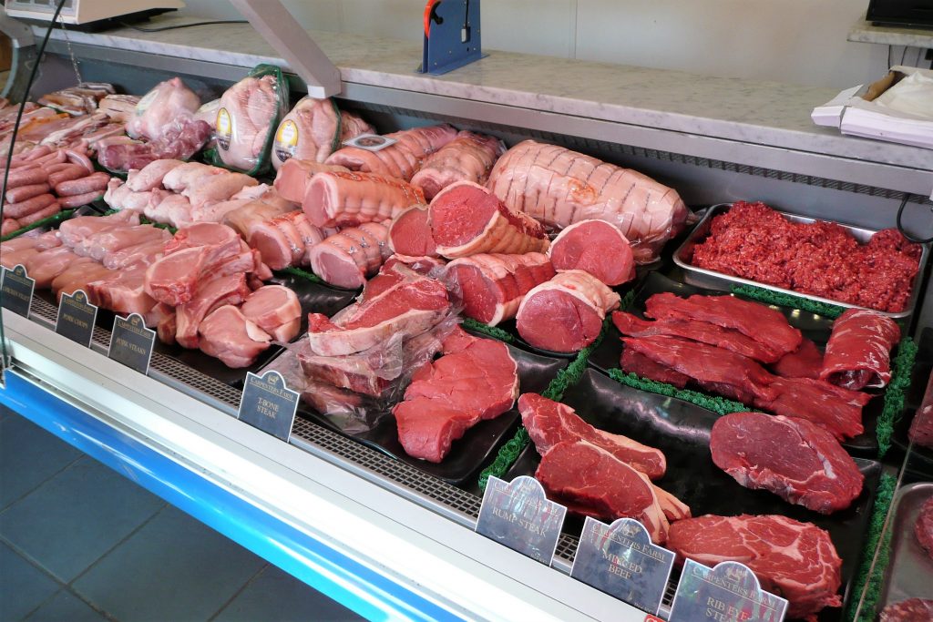 Fresh Meat Counter Beef Lamb Pork Poultry Sausages Carpenters Farm Shop